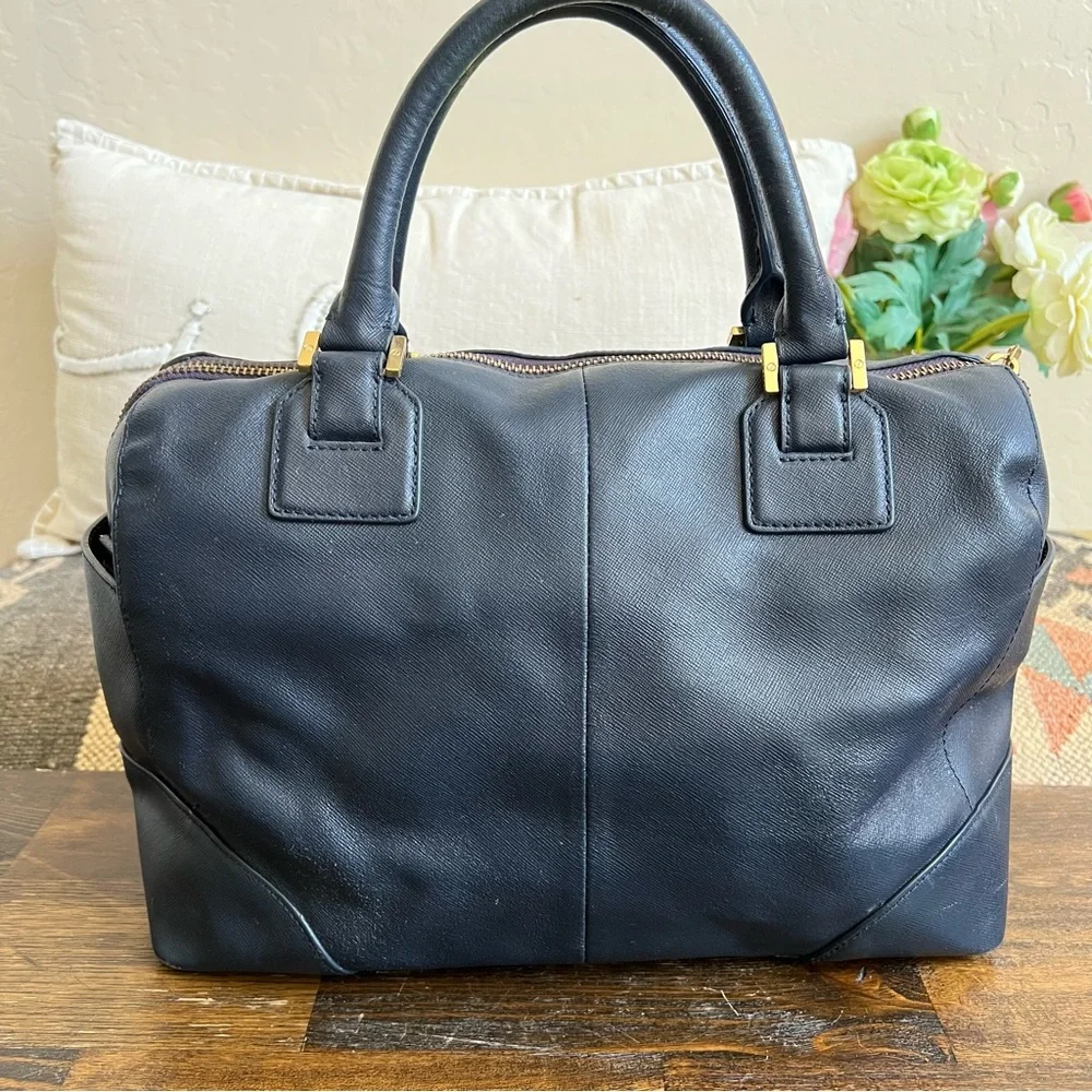 Tory Burch $698 Robinson Bowley Satchel Navy Saffiano Leather (No Long Strap)